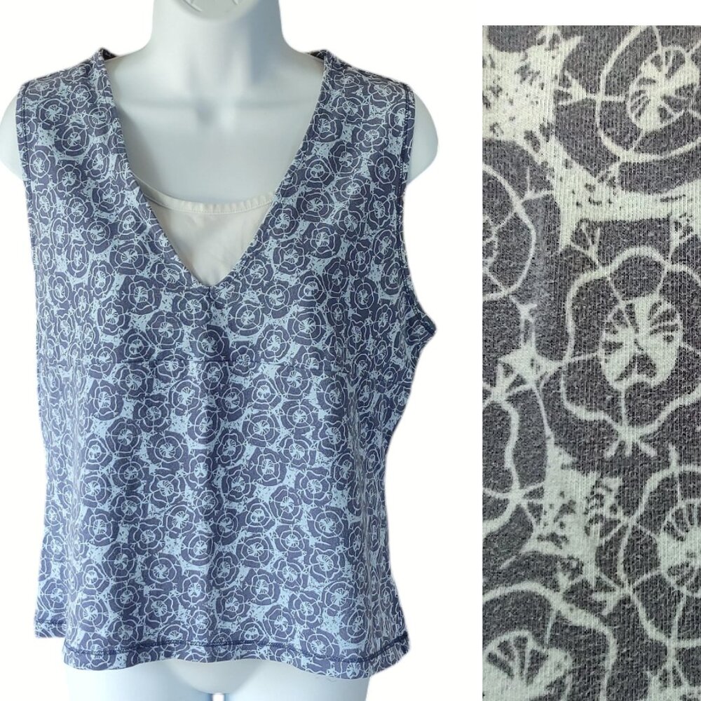 Sonoma V-neck Sleeveless Pattern Tank Sz L